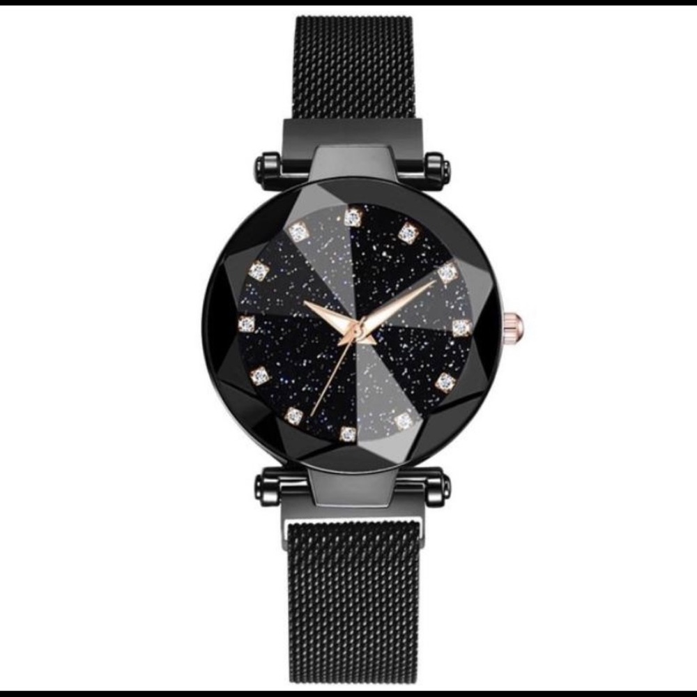 Wrap Around Magnetic Steel Mesh Jewel Toned Watch - Picture 2 of 4